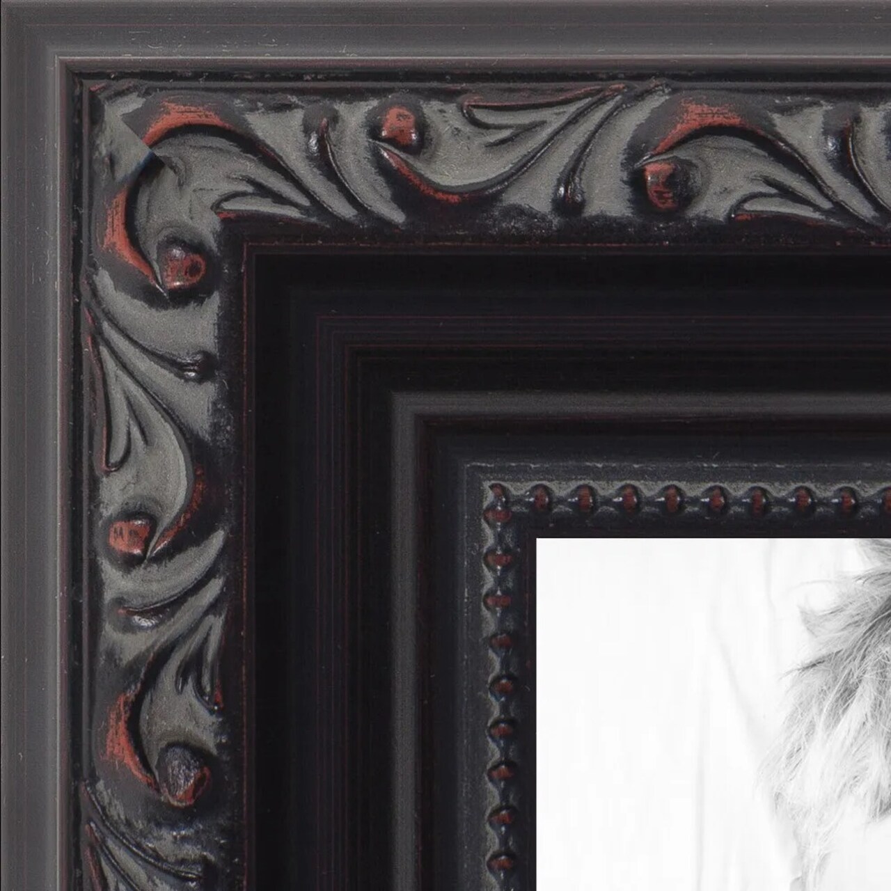 Poster Frame Black with Beads frame works 1.25" Wide Wood